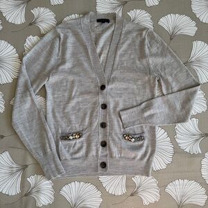 J. Crew Jeweled Pocket Cardigan Sweater